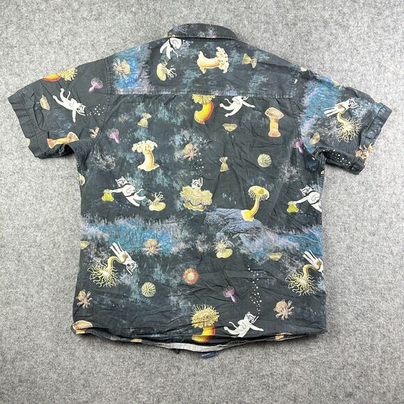 Ripndip Scuba Nerm Shirt Mens L Gray Cat Ocean Beach Surf Skater Street Button* - Picture 5 of 12